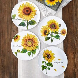 Summer Dining Melamine Plates Set of 4 - Sunflower