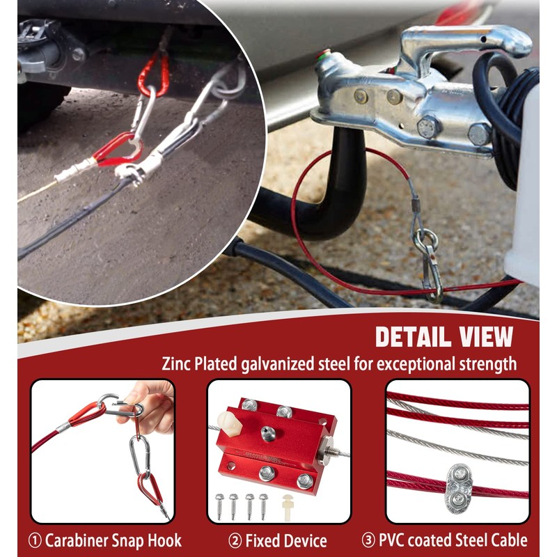 Flat Tow Breakaway Cable System for RV Towing, Ready Stop