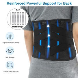 Oramuon Back Brace with Heating Pad for Lower Back Pain, Cordless Heating Pad for Back, Heated Back Brace for Women and Men, Lumbar Support Brace for Sciatica, Scoliosis, Herniated Disc, Cramps, M