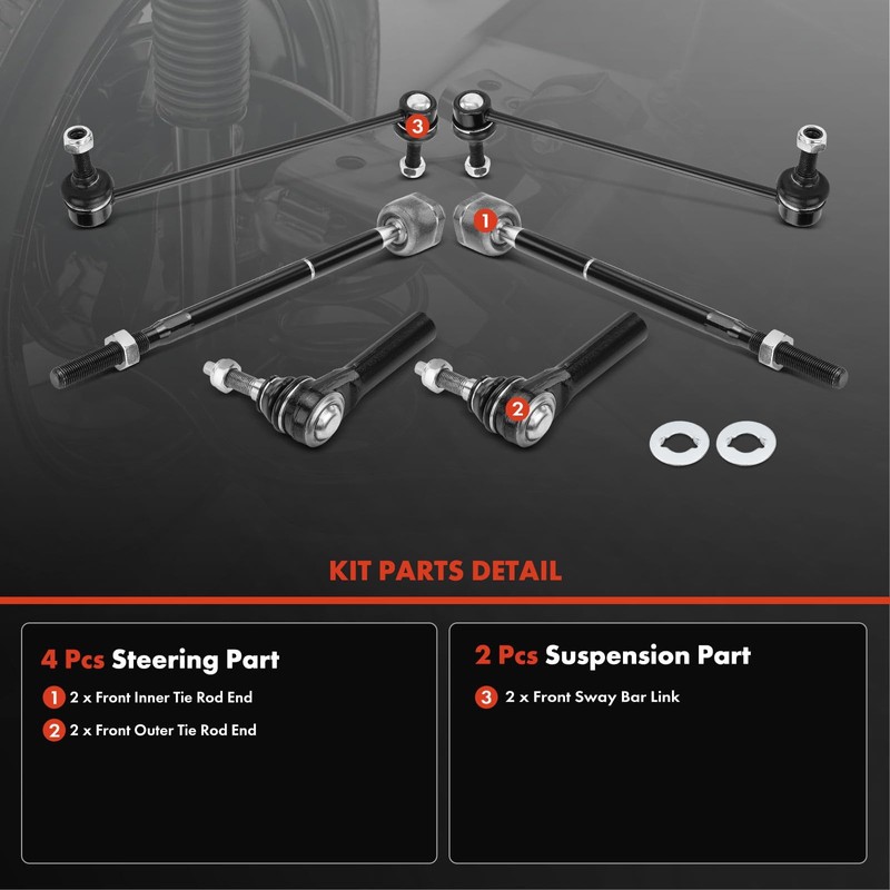 A-Premium Set of 6, Front Sway Bar Link, Inner Outer