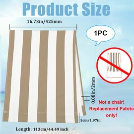 GORGECRAFT 113x42.5cm Beach Sling Chair Replacement Canvas Tan White Stripes Deck Lounge Chair Fabric Reclining Sling Replacement Seat Covers for Sunbathing Garden Courtyard Beach Casual Relaxation