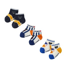 Miki House 64-9627-497 Double Bee Low Cut Socks Pack Socks, Set of 3, Boys, Girls, Baby, Kids, Children's Clothes, Kindergarten Commuting to School, Black