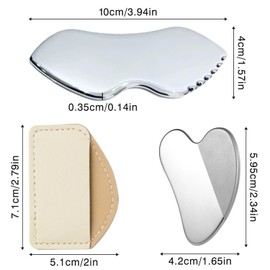 2 Pcs Gua Sha Facial Tools, Metal Gua Sha Face Massager, Lymphatic Drainage Massage Scraper, Stainless Steel Guasha for Body Tighten Skin, Reduce Puffiness, Jawline Sculpting and Puffiness Reducing