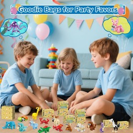 Packs Party Favors for Kids, 24 Packs Animals Mini Building Block Sets for Goodie Bag Stuffers Classroom Prizes, Valentines Day Christmas Birthday Gift for Boys Girls Ages 6+