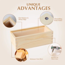 B0266 Nicole Tall and Thin Silicone Liners for Soap With Wooden Box DIY Silicone Loaf Soap Moldscolor: White, size: W7.4*L18.6*H6cm