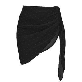 Ekouaer - Pareos de Gasa para Mujer, 2025, para Cubrir la Playa, Cortos, Transparentes, Tallas S-3XL, Swiss Dot-black1, Large