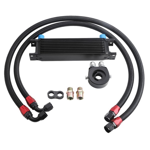 Universal 10 Row Oil Cooler Kit, 10AN Transmission Engine Cooler