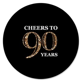 Big Dot of Happiness Adult 90th Birthday - Gold - Birthday Party Circle Sticker Labels - 24 Count