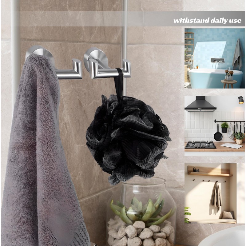 Set of 2 Double Brushed Nickel Towel Holder for Bathrooms