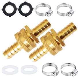 AOPANDA Garden Hose Adapter Brass 1/2" Garden Heavy Duty Hose Mender Repair End Replacement Male Female Connector with Stainless Clamps (2 Sets)