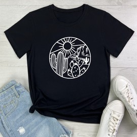 ROSEPARK Women Cute Graphic T-Shirts Summer Tees Black Small