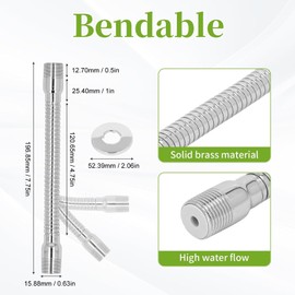 Topyond Adjustable Shower Head Extension Arm, 7.75in Rotating Swiveling Shower Head with Flange, Comfortable Shower Faucet Hose, Bathroom Spa Use