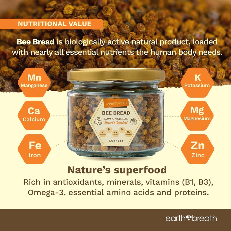 Earthbreath Bee Bread - 170g Pure Raw Natural Perga/Ambrosia |