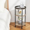 Side Table, Small Round Side Table for Small Spaces, 3-Tier