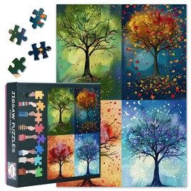 Challenging Jigsaw Puzzle 1000 Pieces Adult Jigsaw Four Seasons Trees Puzzles for Home Decor Colorful Trees Puzzles as Birthday Party Gifts for Family Friends 27.5"X19.7"