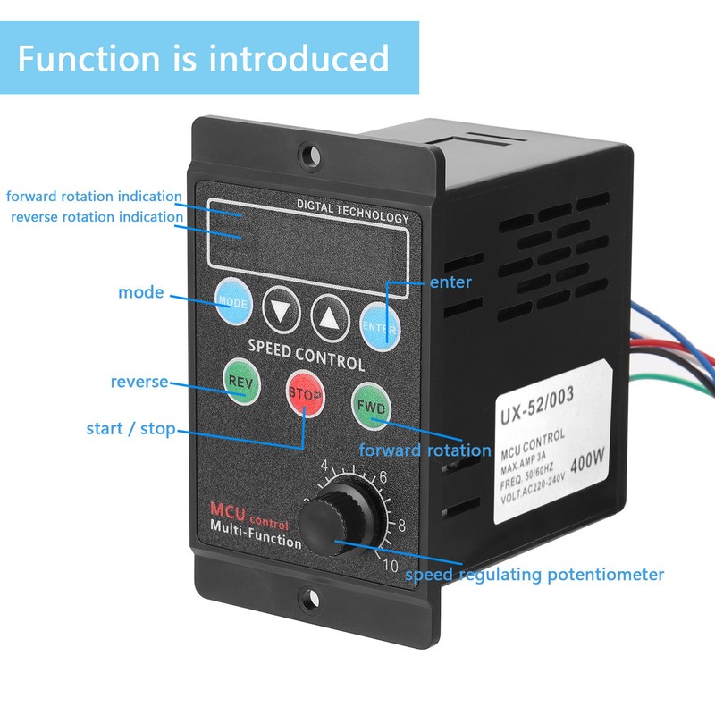 400W AC220V Multifunctional Motor Speed Controller Motorspeed Regulator Controller Display