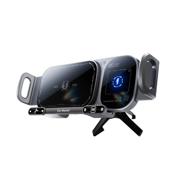 Wireless Charging Rotating Car Mount, High Intelligent 2 in 1