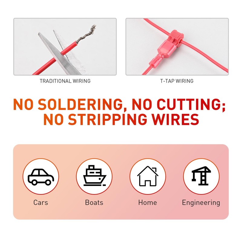 Nilight 480PCS/80 Pairs T-Tap Wire Connectors Self-Stripping Quick Splice Electrical
