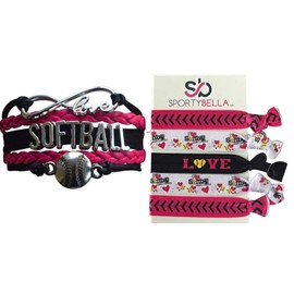 Softball Charm Bracelet (Softball Set) Bracelets, Adjustable Bracelet with Softball Charm. Braided Bracelets for Softball Players, Softball Team & Coaches - by SPORTYBELLA
