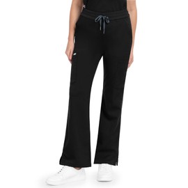 COMENII Scrubs for Women, Slightly Flared Leg Womens Scrubs Pants with 7 Pockets, Anti-Wrinkle Cargo Scrub Pants-R-Black S