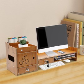 TBvechi Minimalism Classy Monitor Stand Riser Wood Color Computer Monitor Riser Stand