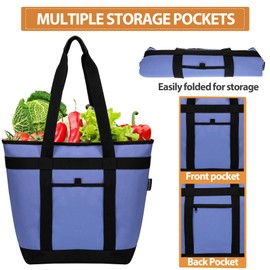 Insulated Cooler Bag, Reusable Grocery Bags for Hot/Cold Food, Thermal Food Delivery Bag for Beach, Travel, Picnics