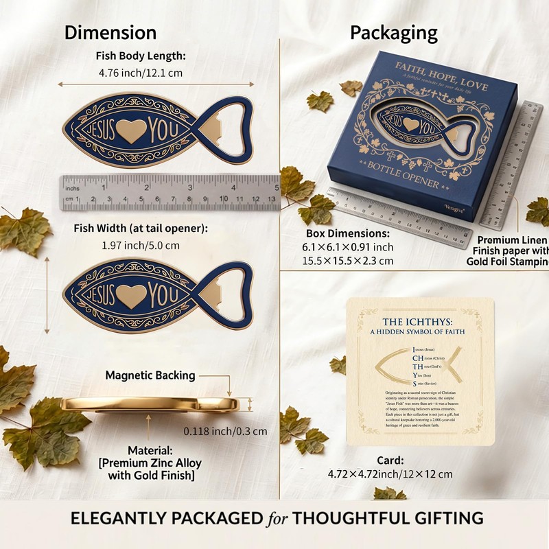 Ichthys Jesus Fish Bottle Opener & Fridge Magnet, Christian Gift
