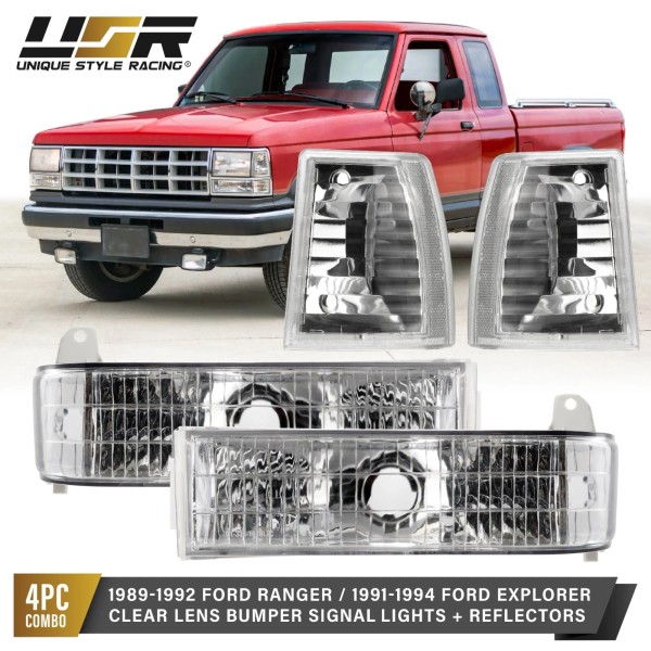 Unique Style Racing (USR) Clear Front Turn Signal+Corner Light 4pc