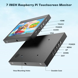PONPY 7" Raspberry Pi Touchscreen Monitor USB/HDMI Portable Monitor Capacitive Pi Display for PC Phones Raspberry Pi 4B 3B+ 3B 3A+ 2B B+