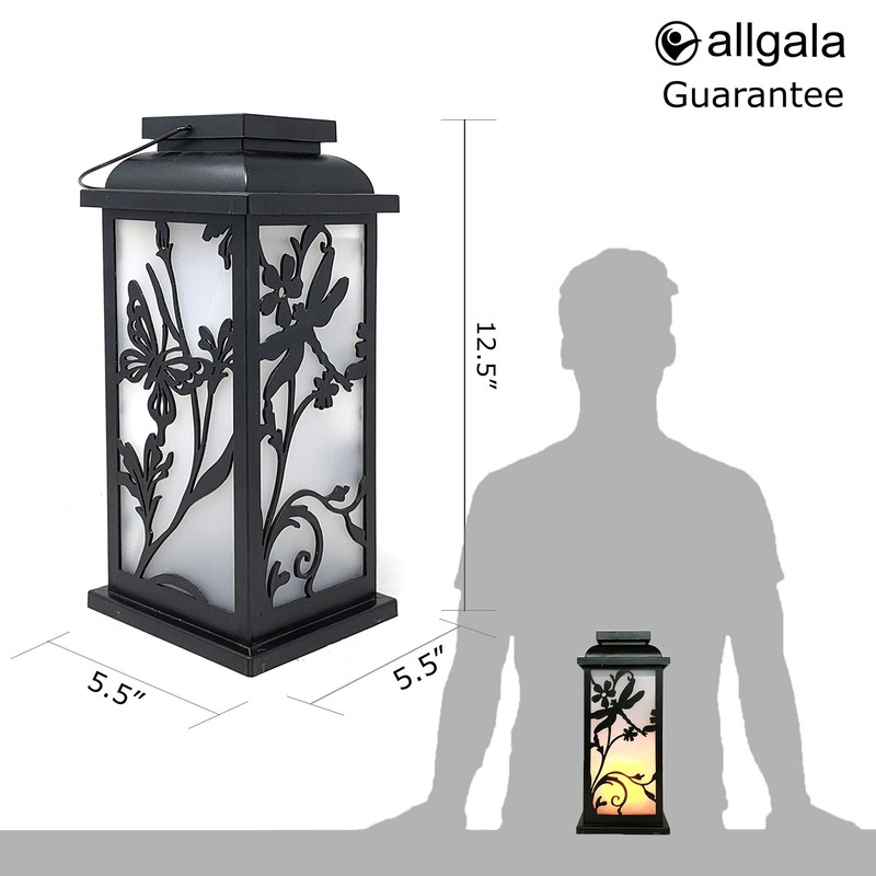 allgala LED Flame Effect Lantern Lamp-Butterfly and Dragfly Scene