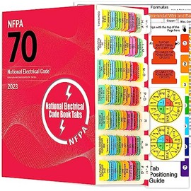 2023 National Electrical Code NEC Colored Tabs, 140 PCS Laminated Waterproof NEC Tabs (Book Not Included) with Wire Chart/Formula Guide, 2 Ohm's Law Stickers, Alignment Guide