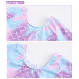 Girls Gymnastics Leotards Kids Long Sleeve Mermaid Leotards Toddler One Piece Practice Outfit Kids Ballet Dance Wear 9-10 Years