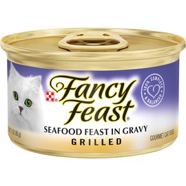 Purina Fancy Feast Grilled Gravy Wet Cat Food, Delights Grilled Chicken & Cheddar Cheese Feast - (24) 3 oz. Cans