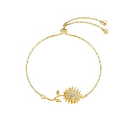 Spinning Sunflower Mood Bracelet for Women Adjustable Rhinestone Sparkly Flowers Fidget Bracelets Gold Leaf Sunflower Mood Statement Bracelet Worry Relieving Jewelry Accessories Gifts for Women, Large