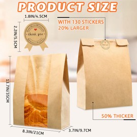 Bread Bags for Homemade Bread, Sourdough Paper Bread Bags With Window, 50% Thicker 13.7x8.2x3.7in A Large Bakery Bags Used for Storage Bread Cookies & Snacks, 30 Cute Sealing Stickers with Ties (25)