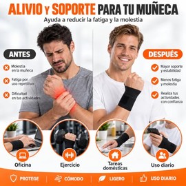 2 Piezas Muñequera para Túnel Carpiano, Soporte de Muñeca Ajustable y Elástico, Diseño Ultrafino de Nailon y Spandex, para Oficina, Desgarro TFCC, Fit