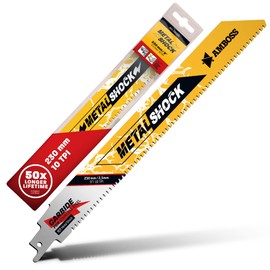 AMBOSS METAL SHOCK – 1 x Reciprocating Saw Blade Length 230 mm / 10 TPI – Ideal for Demolition / Construction / Disassembly / Piping Construction – Suitable for Stainless Steel and Steel