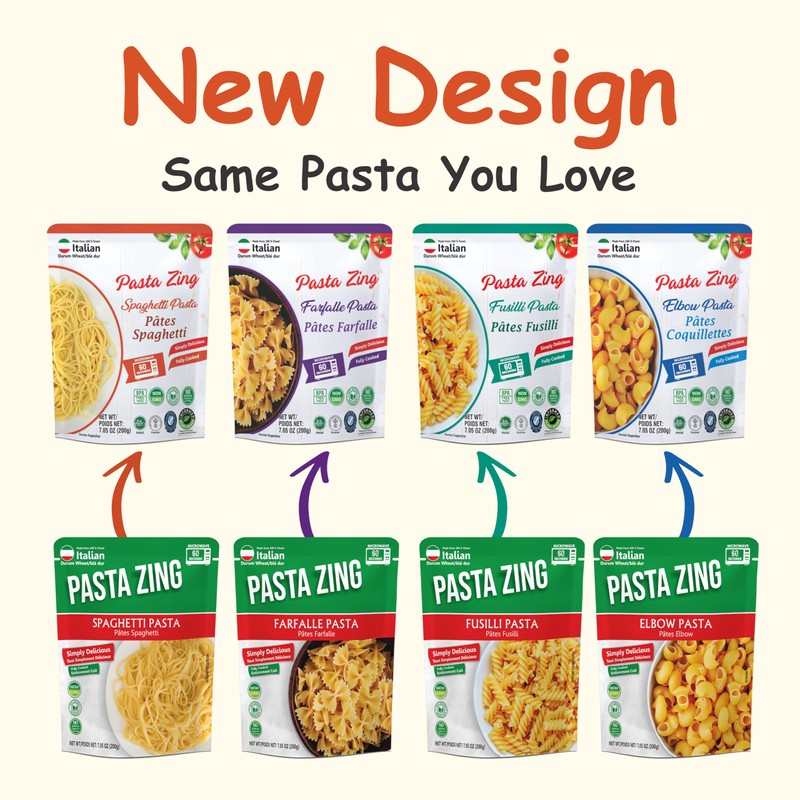 Pasta Zing Microwavable Pasta Variety Pack – 7 Ready-to-Eat Meals