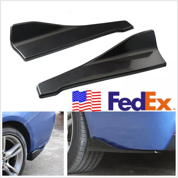 Unbranded 2x Glossy Black Car Bumper Spoiler Rear Lip Angle