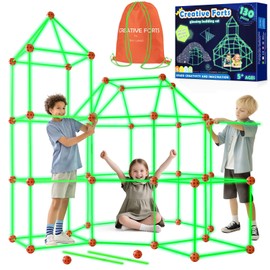 Tiny Land Glow Fort Building Kit for Kids Creative Fort Indoor & Outdoor Construction Toys with 86 Rods and 44 Balls for 5-10 Year Old Boys & Girls STEM Building Toy Gifts with Storage Bag