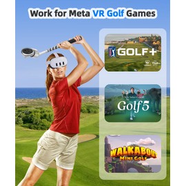 ANSHAWTIY VR Golf Club Attachment Compatible with Meta Quest 3/Meta Oculus Quest 3S, Aluminum Alloy VR Golf Club Handle with 1:1 Molded Silicone Controller Cup and Real Golf Rubber Grip(for Right)