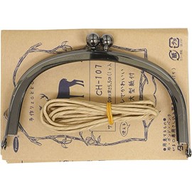 Panami 口金 がま口金具 丸 約幅10cm×深さ5.5cm Col.B ブラック CH-107B