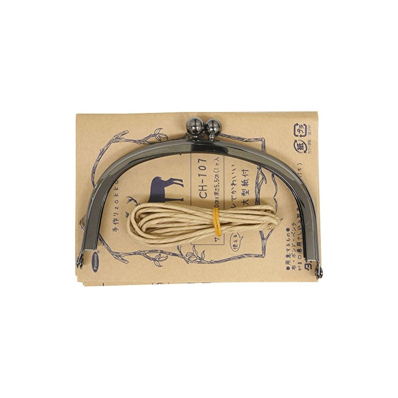 Panami 口金 がま口金具 丸 約幅10cm×深さ5.5cm Col.B ブラック CH-107B