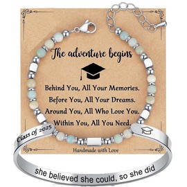 Afcrho 2025 Graduation Gifts For Her Girl Women, Small Crystal Graduation Bracelet with Unique Cap Gift Box Blue