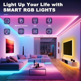 Realky LED Strip LED Streifen 15m mit Fernbedienung&App&Musik Sync,Bluetooth RGB LED Lichterkette Dimmbar Farbwechsel,LED Band Leiste Selbstklebend LED TV Hintergrundbeleuchtung für Zimmer Deko/Gaming/Party