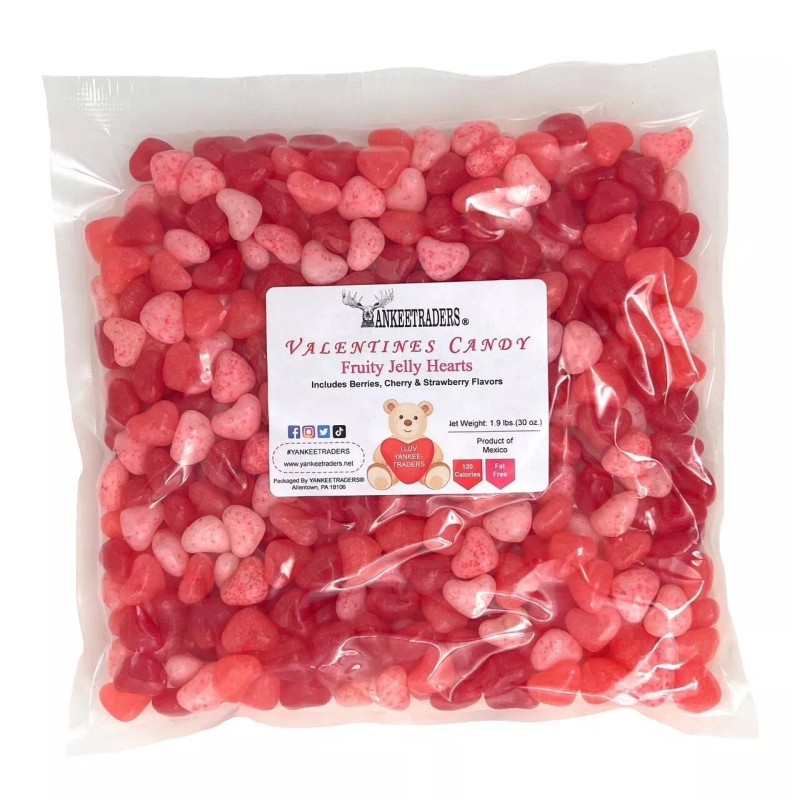 YANKEETRADERS® Fruity Jelly Hearts, 3 Flavors: Strawberry, Cherry, Fruit -