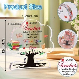 Thank You Teacher Gifts, Teacher Acrylic Plaque Teacher Appreciation Gifts for Graduation Gift, Teacher End of Term Gift, Retirement, Birthday, Acrylic Tree Plaque for Women Men