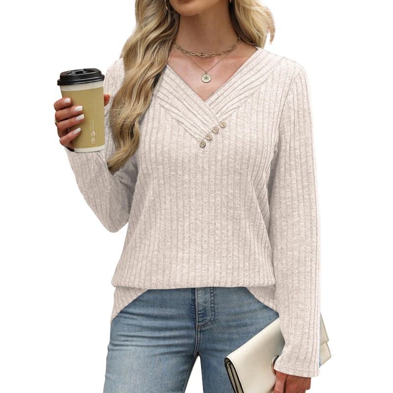 SAMPEEL Sweaters for Women Long Sleeve Shirts V Neck Tops