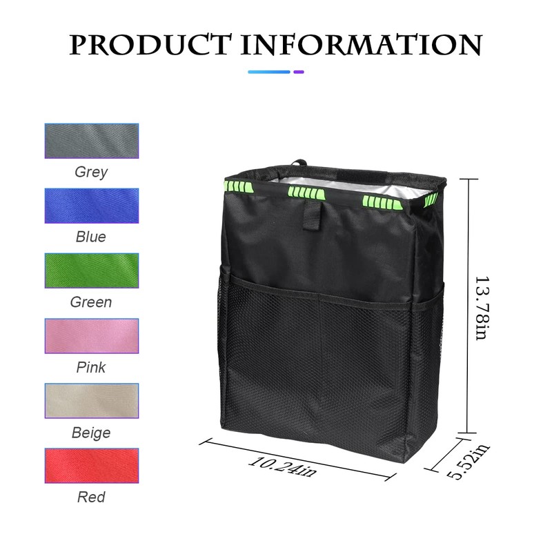 Fekey&JF Hanging Car Trash Can with Storage Pockets, Waterproof Leakproof