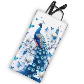 Mcapirivo Soft Sunglass Eyeglass Glasses Case,7x3.5inches, Portable Pu Leather Squeeze Top Sunglasses Holder Bag Pouch for Women Men Peacock Blue